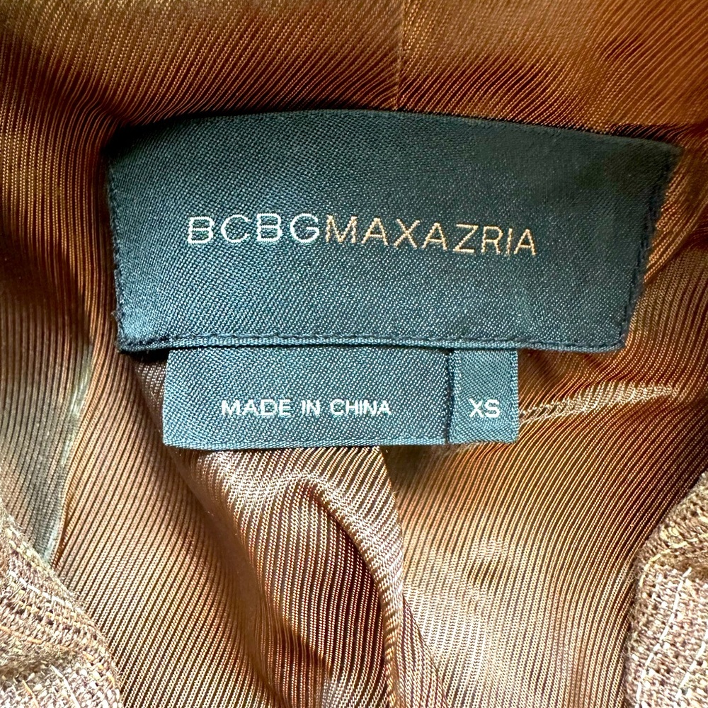BCBG MAXAZRIA Womens Blazer Sz XS Belted Buckle Waist Brown